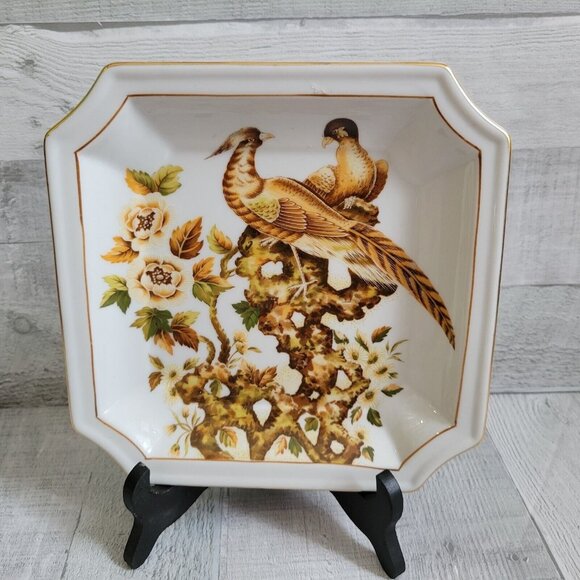 ANDREA BY SADEK SQUARE PLATE WITH PHEASANTS DESIGN 8916 - Picture 1 of 6